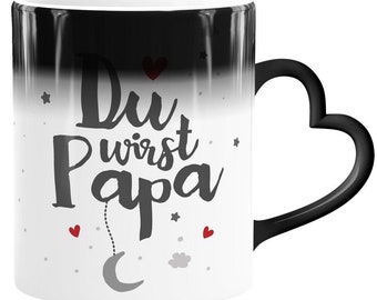 Tasse Herz-Henkel Farbwechsel Effekt Du wirst Papa Geschenk Schwangerschaft verkünden SpecialMe®