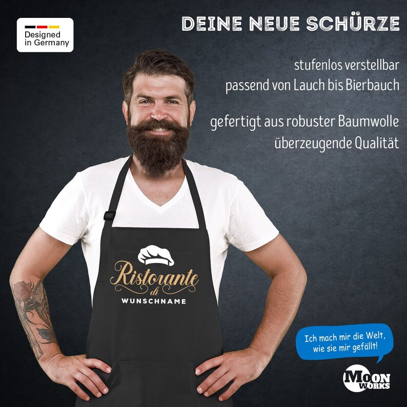 Küchen-Schürze personalisiert Ristorante di Wunschname Geschenk Kochliebhaber Hobbykoch personalisierte Geschenke SpecialMe® Bild 4