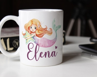 Personalisiertes Meerjungfrauen-Tasse Für Kinder – Keramik Mit Namen, Spülmaschinengeeignet | Geschenk Für Mädchen