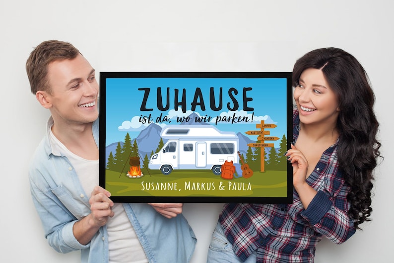 Fußmatte mit Namen Zuhause ist da wo wir parken personalisiert Geschenk für Wohnmobilbesitzer Familie SpecialMe® Bild 5