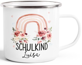 Children's mug enamel rainbow school enrollment personalized name mug schoolchild 2025 individual gifts first grade SpecialMe®