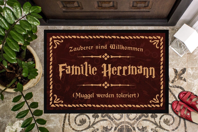 Doormat with name Family Spell Magicians are welcome Muggle are tolerated non-slip & washable SpecialMe® image 5