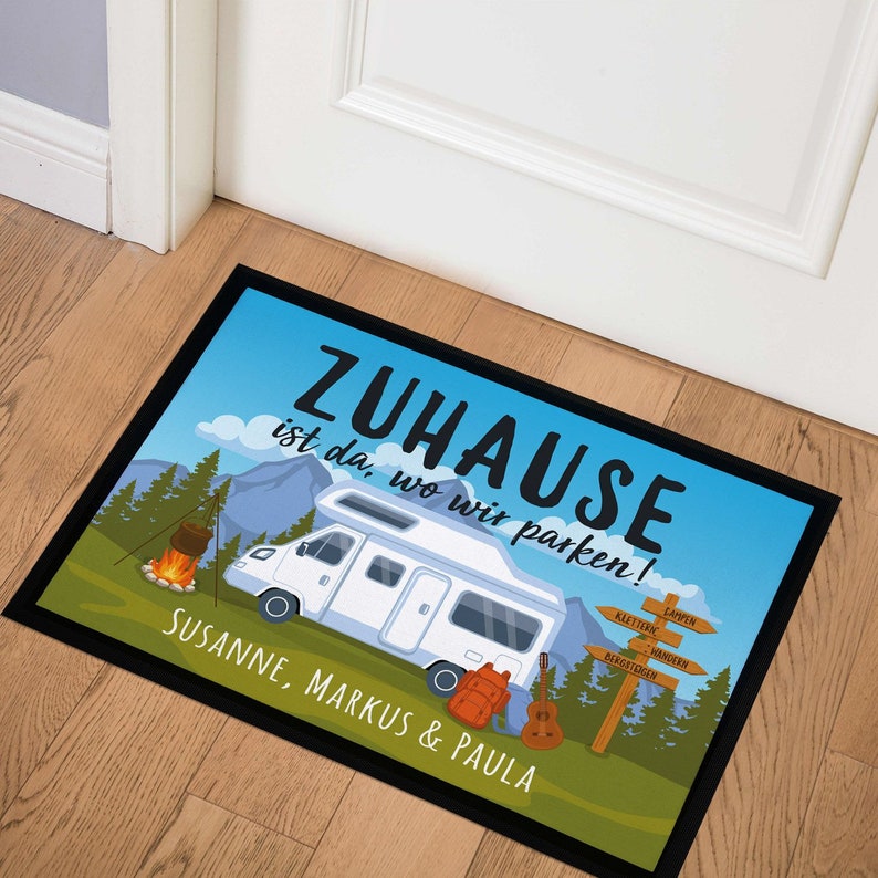 Doormat with name home is where we park personalized gift for rv owners family SpecialMe® image 3