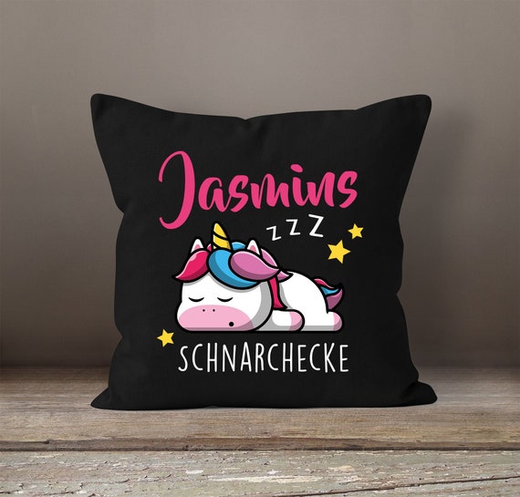 MoonWorks Einhorn Kissen Personalisierbar – 40x40 Cm, Weiß, Mit Namen, Aus Baumwolle