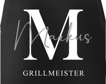 Grillschürze Grillmeister personalisiert mit Buchstabe Monogramm und Wunschname Baumwoll-Schürze SpecialMe®