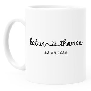 Coffee Mug Personalized Gift Partner Name and Date Customizable Wedding Day Wedding Gift Love Love Gift SpecialMe® image 2