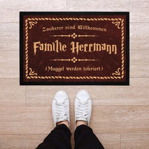 Doormat with name Family Spell Magicians are welcome Muggle are tolerated non-slip & washable SpecialMe® image 3