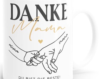 Mug Thank you mom hands motif personalizable with up to 7 children's names Gift idea Mother's Day SpecialMe®