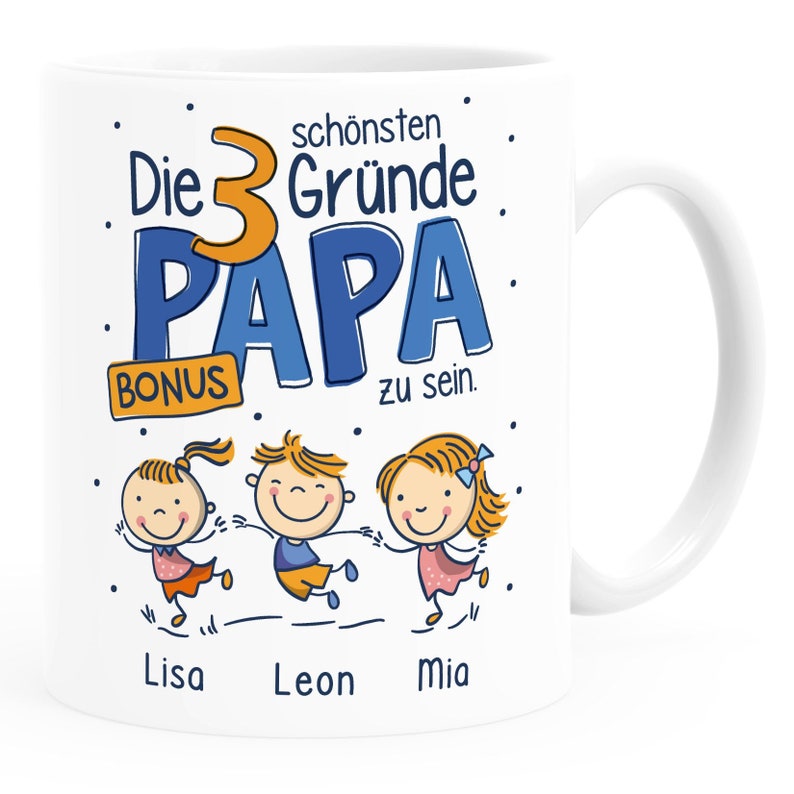 Coffee mug The most beautiful reasons to be a dad saying 1-4 children personalized gift for Father's Day SpecialMe® image 3