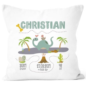 Customizable Pillow for Birth, Birth Pillow Boy Dinosaur, Name Pillow Gift Birth Baby SpecialMe®