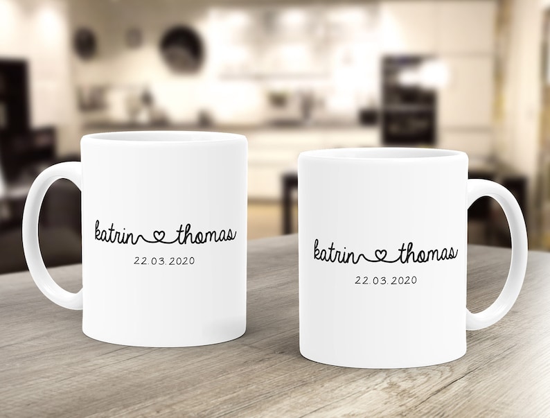 Coffee Mug Personalized Gift Partner Name and Date Customizable Wedding Day Wedding Gift Love Love Gift SpecialMe® image 3