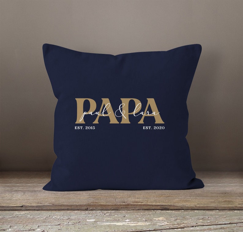 Kissen-Bezug personalisiert mit Namen der Kinder Geburtsjahr Geschenk für Papa Vatertagsgeschenk SpecialMe® Bild 2