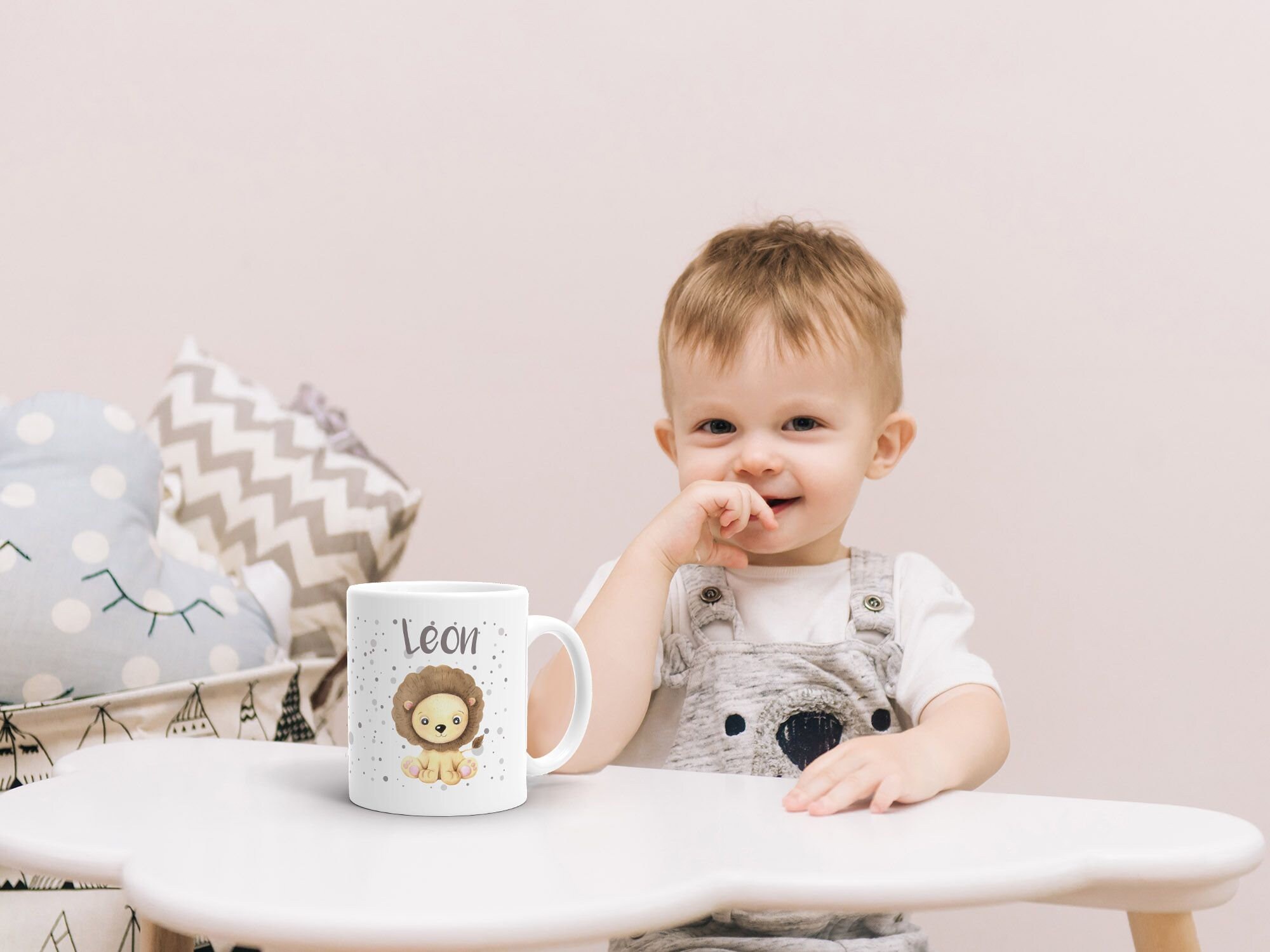 Personalisiert Kinderbecher Mit Löwen-Motiv – Kunststoff, 320 Ml, Mit Namen, In Deutschland Bedruckt