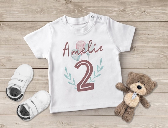 Personalisiertes Baby T-Shirt Name Zahl Alter 1 2 Geburtstagsshirt Mädchen  SpecialMe®