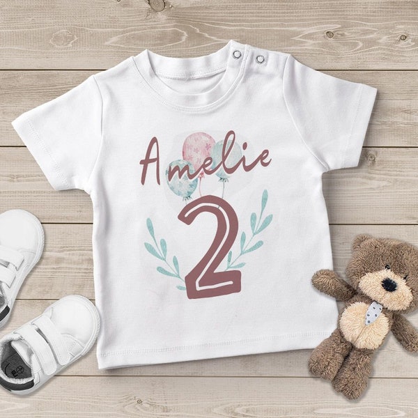 personalisiertes Baby T-Shirt Name Zahl Alter 1 2 Geburtstagsshirt Mädchen SpecialMe®