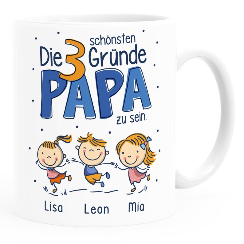 Coffee mug The most beautiful reasons to be a dad saying 1-4 children personalized gift for Father's Day SpecialMe® image 1