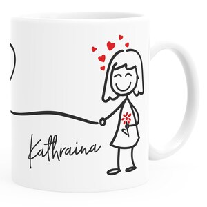 Emaille-Tasse Personalisiert – Mit Namen & Strichmännchen-Motiv – 300 Ml – Perfektes Liebesgeschenk Für Paare