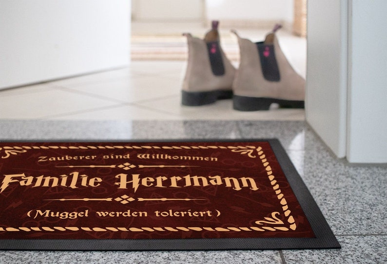 Doormat with name Family Spell Magicians are welcome Muggle are tolerated non-slip & washable SpecialMe® image 6