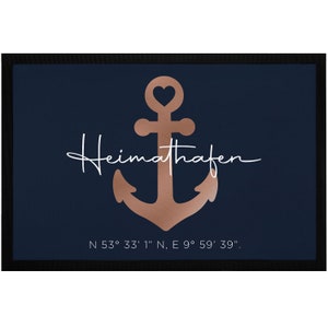 Doormat Personalized Anchor Home Port Coordinates Wish Text Gift Family Home Move-in Inauguration House SpecialMe®