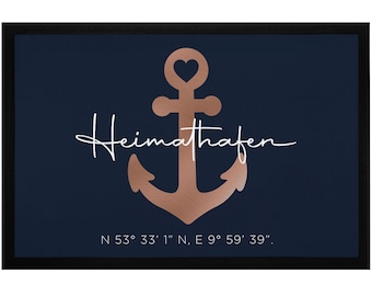 Doormat Personalized Anchor Home Port Coordinates Wish Text Gift Family Home Move-in Inauguration House SpecialMe®