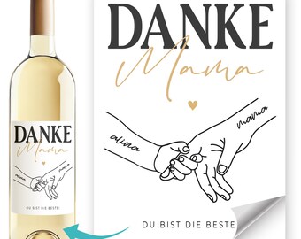 Wine labels personalized Mother's Day Mom hands with name bottle labels self-adhesive wine gift SpecialMe®