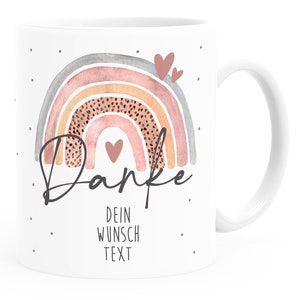 Kaffeetasse Danke Regenbogen personalisierbar Wunschtext Dankeschön-Geschenk personalisierte Geschenke SpecialMe®