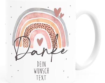 Kaffeetasse Danke Regenbogen personalisierbar Wunschtext Dankeschön-Geschenk personalisierte Geschenke SpecialMe®