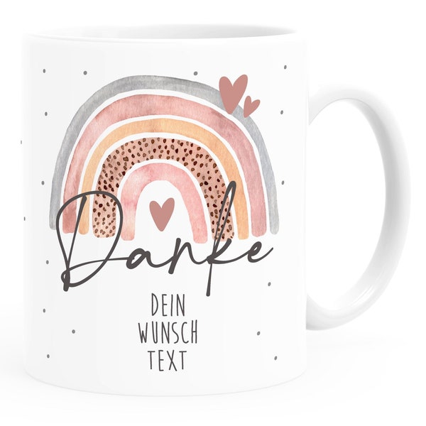 Kaffeetasse Danke Regenbogen personalisierbar Wunschtext Dankeschön-Geschenk personalisierte Geschenke SpecialMe®