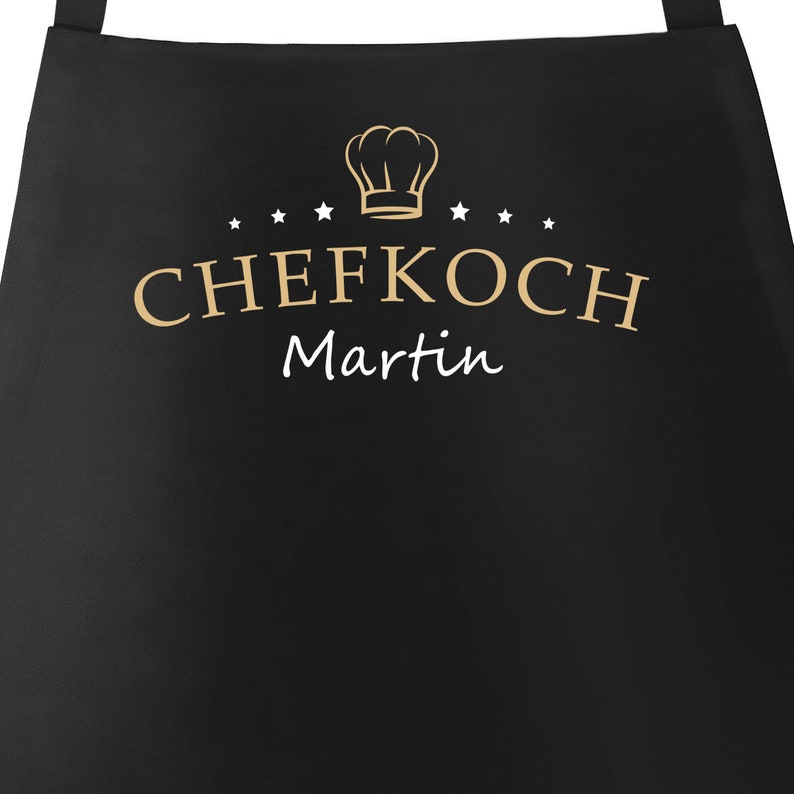 Küchen-Schürze eigener Name Schriftzug Chefkoch individualisierbar Kochschürze Männer personalisierte Geschenke SpecialMe® Bild 1