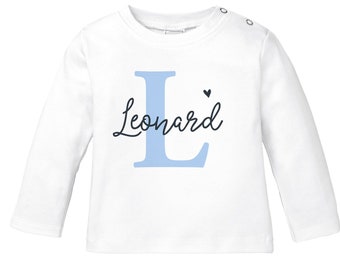 Baby Long Sleeve Shirt with Name Personalized Heart Initial Initial Letter Gift Birth Young Girls Organic Cotton SpecialMe®