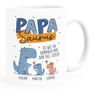 Mug Dino Papasaurus Bonus Dad Personalized With Name Gifts From 1 2 3 4 Kids Father's Day SpecialMe®