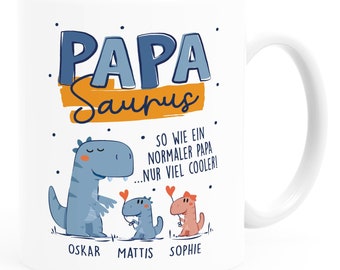 Taza Dino Papasaurus Bonus Papá Personalizada Con Nombre Regalos De 1 2 3 4 Niños Día del Padre SpecialMe®