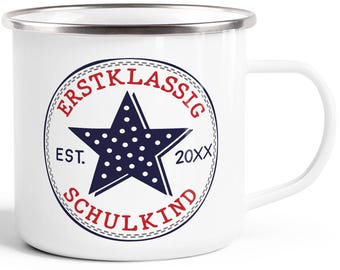 Children's mug enamel school enrollment star first class schoolchild 2025 personalized name mug individual gifts school beginners