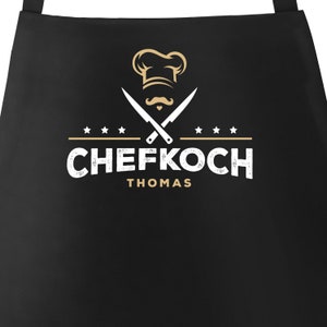 Küchen-Schürze Name anpassbar Schriftzug Chefkoch individualisierbar Kochschürze Männer personalisierte Geschenke SpecialMe® Bild 1