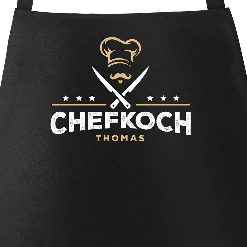 Küchen-Schürze Name anpassbar Schriftzug Chefkoch individualisierbar Kochschürze Männer personalisierte Geschenke SpecialMe® Bild 1