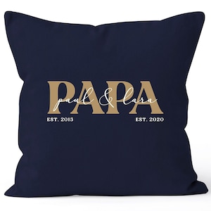 Kissen-Bezug personalisiert mit Namen der Kinder Geburtsjahr Geschenk für Papa Vatertagsgeschenk SpecialMe® Bild 1