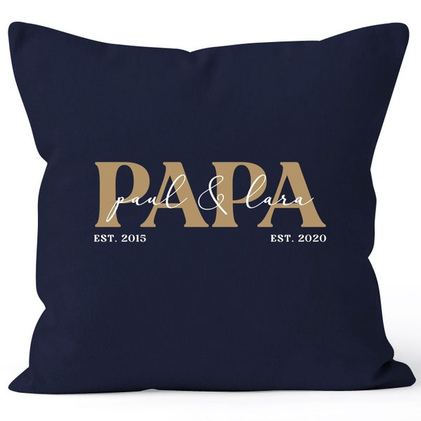 Kissen-Bezug personalisiert mit Namen der Kinder Geburtsjahr Geschenk für Papa Vatertagsgeschenk SpecialMe®