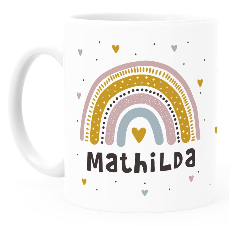 personalisierte Tasse mit Namen Regenbogen Herz persönliche Geschenke Kinder Namenstasse Mädchen Jungen SpecialMe® Bild 5