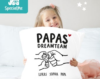 Kissen-Bezug Papa Dreamteam mit Namen personalisierbar Hände-Motiv Geschenke für Väter zum Vatertag Geburtstag Weihnachten SpecialMe®