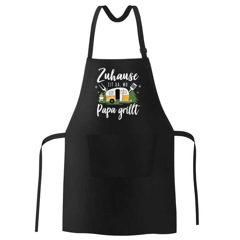 Grillschürze mit Spruch Zuhause ist da wo Papa grillt Geschenk Vatertag Camping Wohnwagen SpecialMe® Bild 2