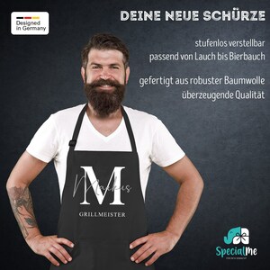 Grillschürze Grillmeister personalisiert mit Buchstabe Monogramm und Wunschname Baumwoll-Schürze SpecialMe® Bild 4