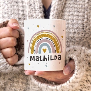 personalisierte Tasse mit Namen Regenbogen Herz persönliche Geschenke Kinder Namenstasse Mädchen Jungen SpecialMe® Bild 7