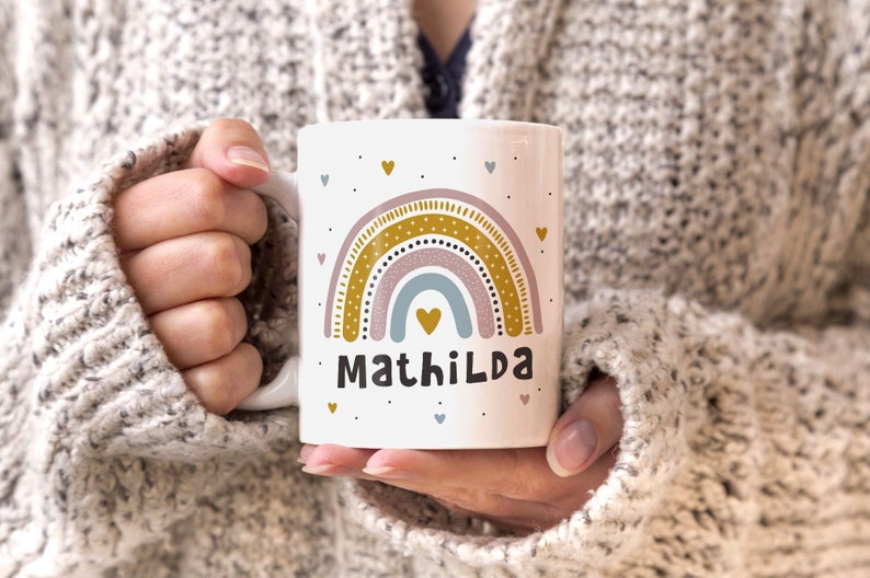 personalisierte Tasse mit Namen Regenbogen Herz persönliche Geschenke Kinder Namenstasse Mädchen Jungen SpecialMe® Bild 7