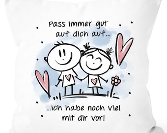 Kissen-Bezug Liebe Pass auf dich auf Spruch Herz Geschenk Valentinstag Jahrestag Partner SpecialMe®