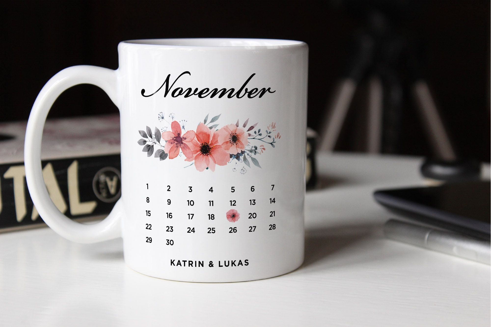 Coffee Mug Calendar Love Customizable Name Date Flowers Gift - Etsy Australia Coffee Mug Calendar Love Customizable Name Date Flowers Gift - Etsy Australia