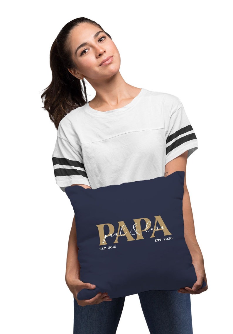 Kissen-Bezug personalisiert mit Namen der Kinder Geburtsjahr Geschenk für Papa Vatertagsgeschenk SpecialMe® Bild 4