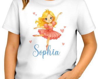 Children's girls' T-shirt with name personalized princess ballerina print individual girl gifts SpecialMe®