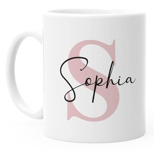 Personalisierte Kaffeetasse Mit Namen & Anker-Blumen-Design – Individuelles Geschenk In Weiß
