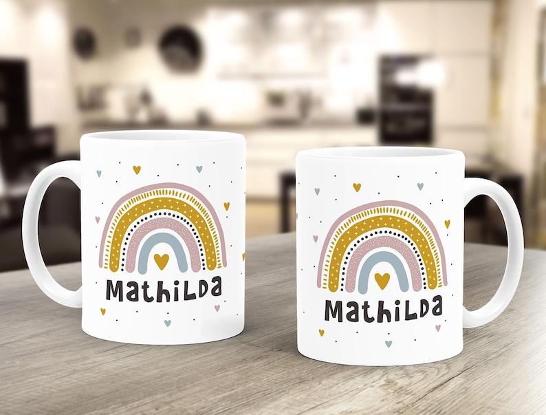 personalisierte Tasse mit Namen Regenbogen Herz persönliche Geschenke Kinder Namenstasse Mädchen Jungen SpecialMe® Bild 6