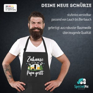 Grillschürze mit Spruch Zuhause ist da wo Papa grillt Geschenk Vatertag Camping Wohnwagen SpecialMe® Bild 4